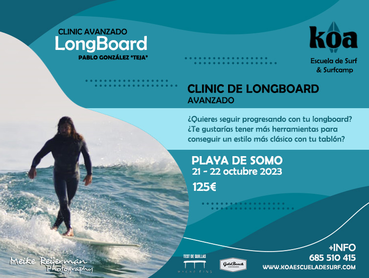 CLINIC de Longboard AVANZADO en Playa de Somo. 21 y 22 de octubre de 2023