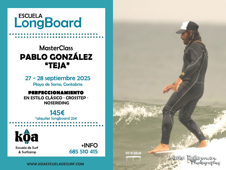 Masterclass de Longboard en Playa de Somo. 27 y 28 de septimbre de 2025